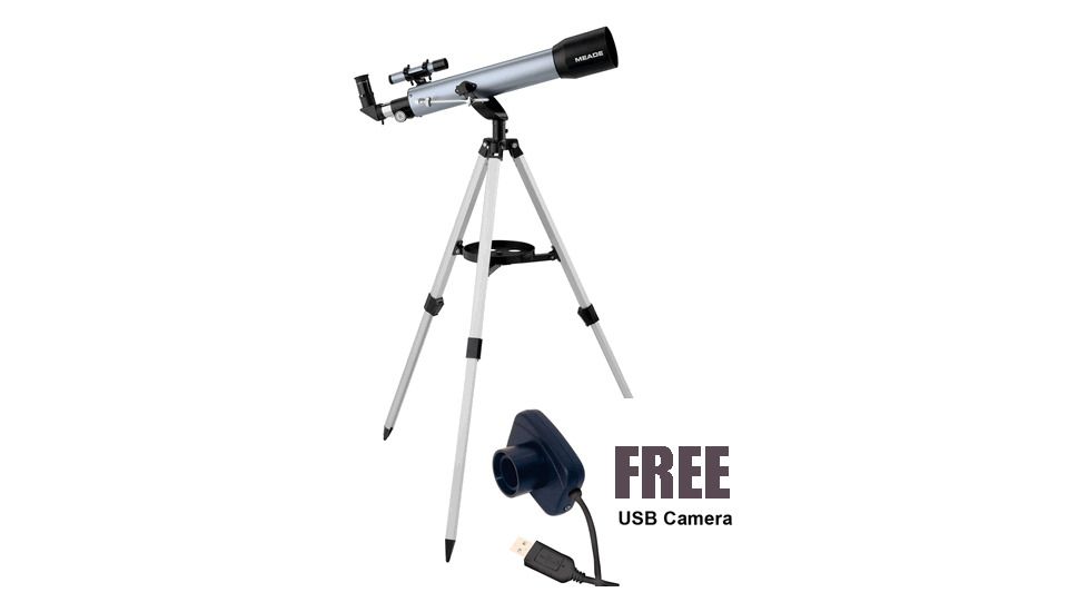 Meade 70AZ-A Altazimuth Night Refractor Telescope / Daytime Spotting Scope with USB Color Camera, Aluminum Tripod and Eyepieces 04090