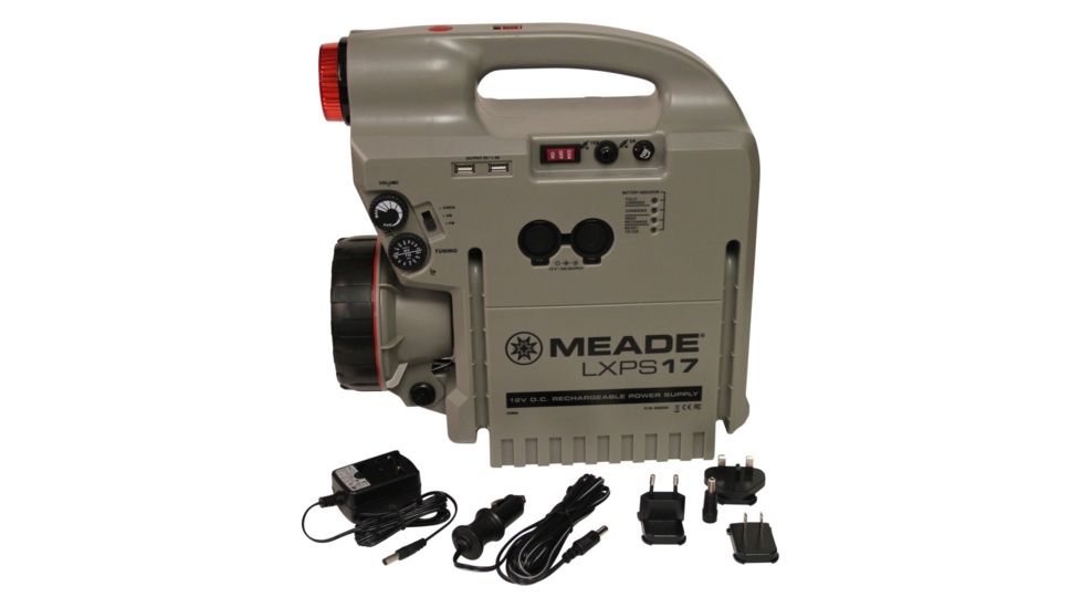 Meade Power Supply LXPS17,Adjustable 30 LED Spotlight/White Flashlight w/Red Filter Attachment,17 Amp Hours 606002