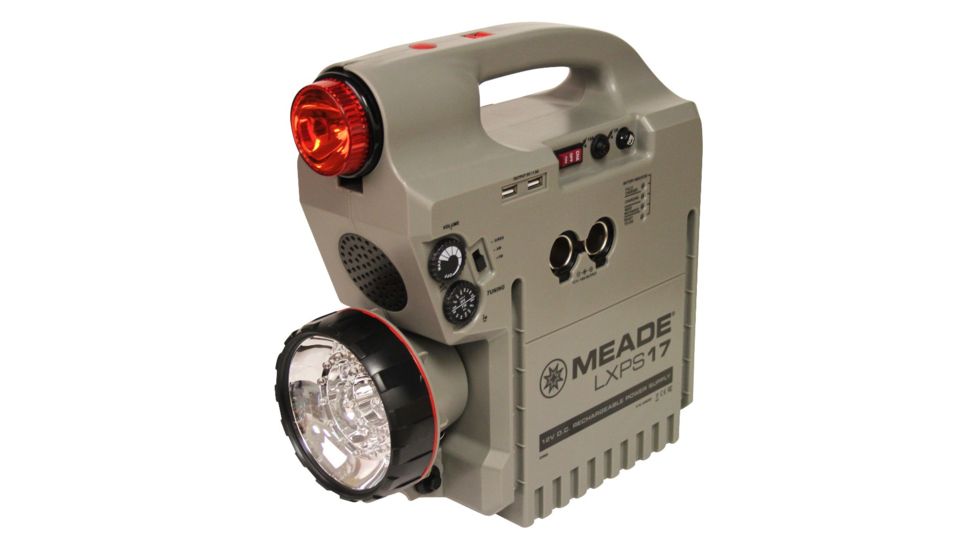 Meade Power Supply LXPS17,Adjustable 30 LED Spotlight/White Flashlight w/Red Filter Attachment,17 Amp Hours 606002