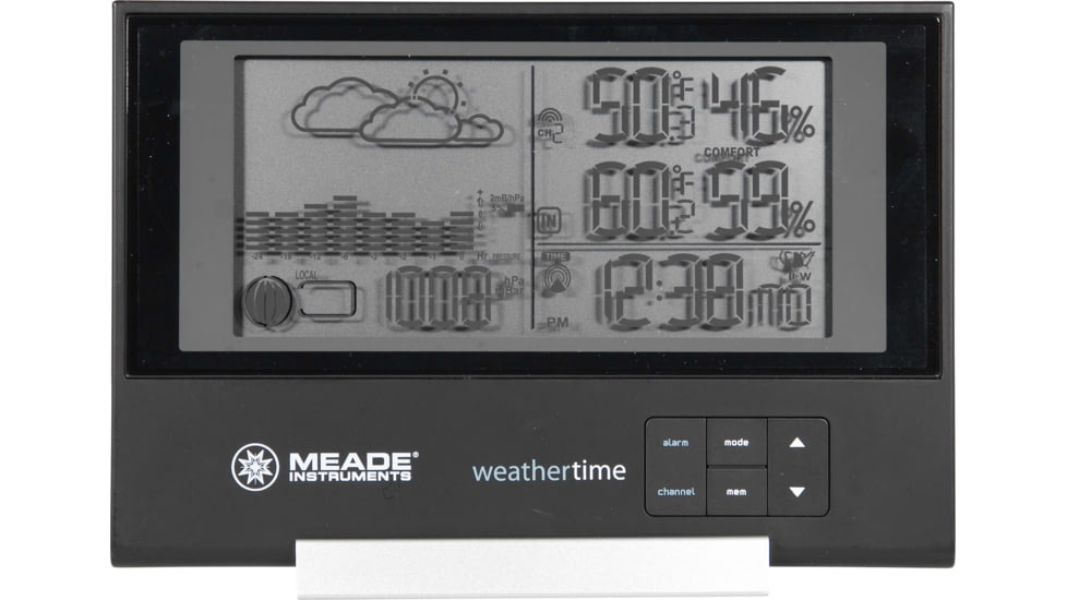 Meade Slim Line Personal Weather Station with Atomic Clock, Black, TE636W