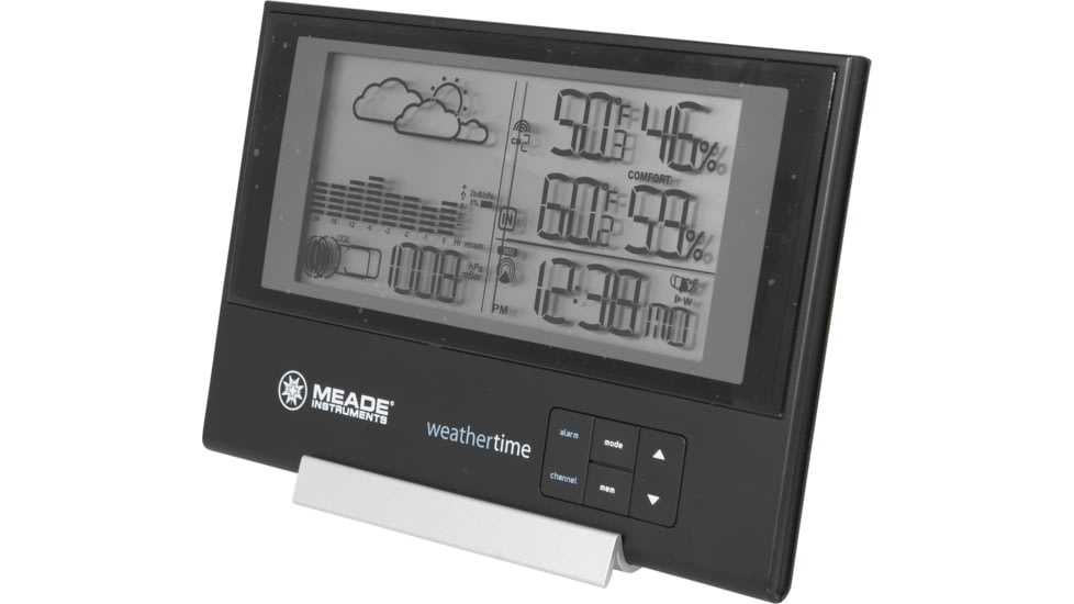 Meade Slim Line Personal Weather Station with Atomic Clock, Black, TE636W