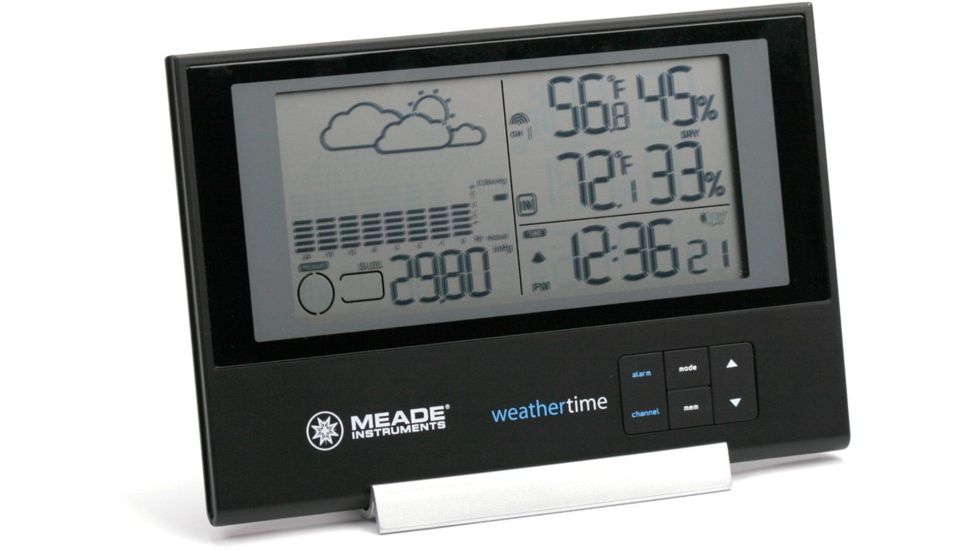 Meade Slim Line Personal Weather Station with Atomic Clock, Black,  TE636W