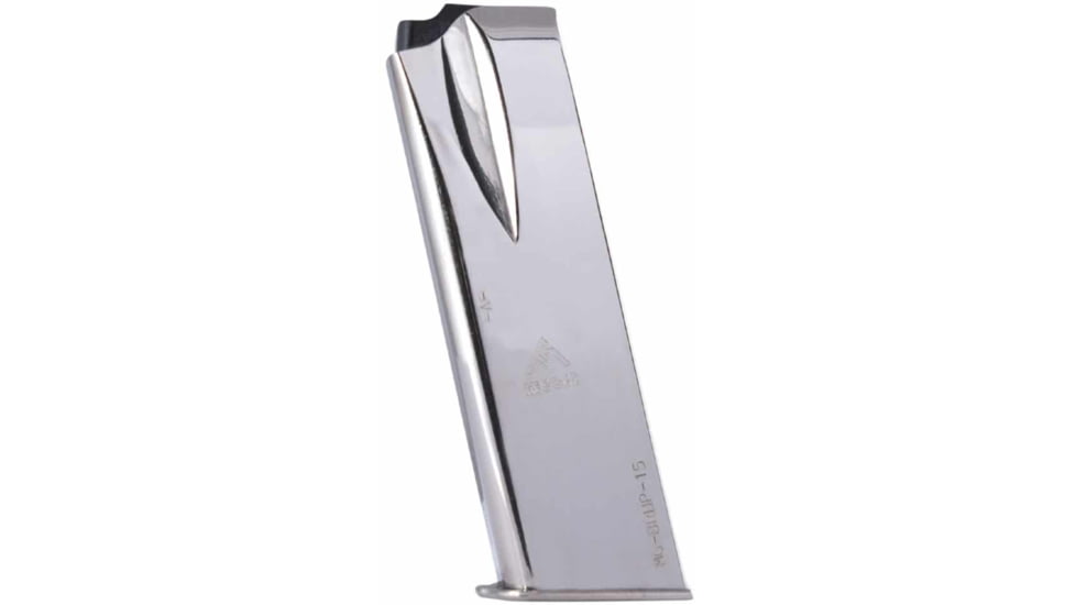 Mec-Gar Pistol Magazine, Browning Hi-Power, 9mm Luger, 15 Round, Nickel, 1 Pack, Carbon Steel, MGBRHP15N-15RD
