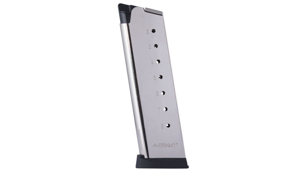 Mec-Gar 1911 GOVT. .45ACP 8 Round Pistol Magazine, Nickel, 1 Pack, Stainless Steel, MGCG4508NPF-8RD