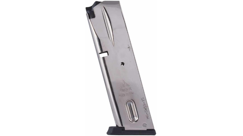 Mec-Gar Pistol Magazine, S&amp;W 5900 Series 915/910/695, 9mm Luger, 15 Round, Nickel, 1 Pack, Nickel, MGSW5915N-15RD