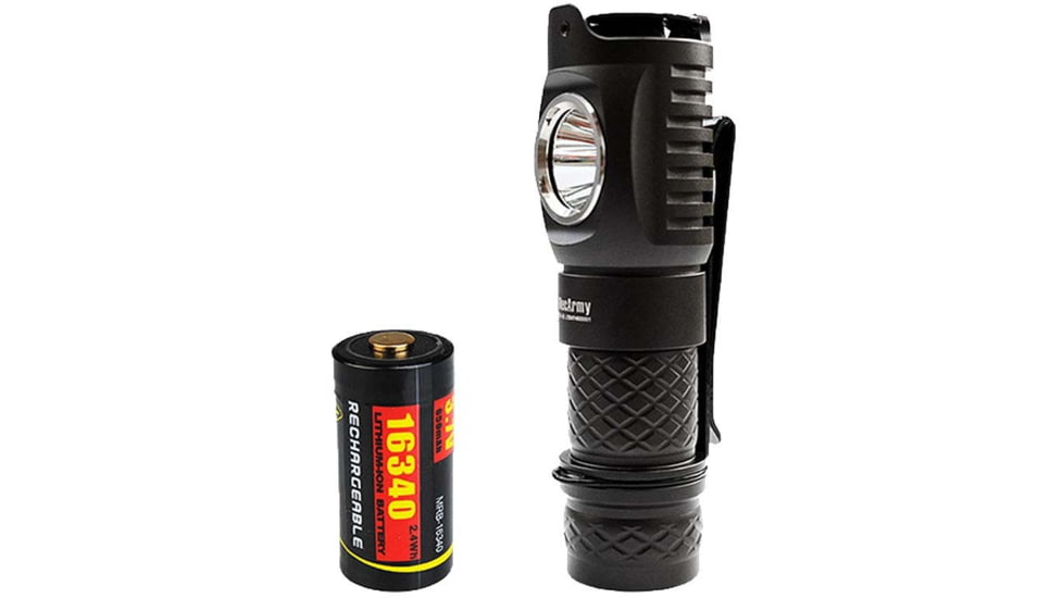 MecArmy FM16 1 x 16340/ 18350/ RCR123A CREE XP-L HI LED Dual Switch Rechargeable Flashlight, 1000 Lumens, Black, FM16