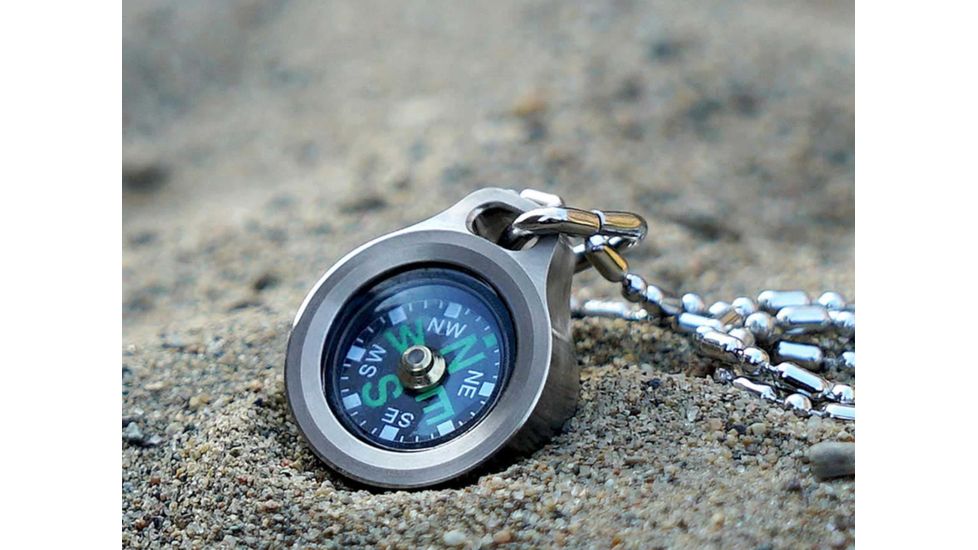 MecArmy Glow-In-The-Dark Compass, Titanium, Silver, CMP-T