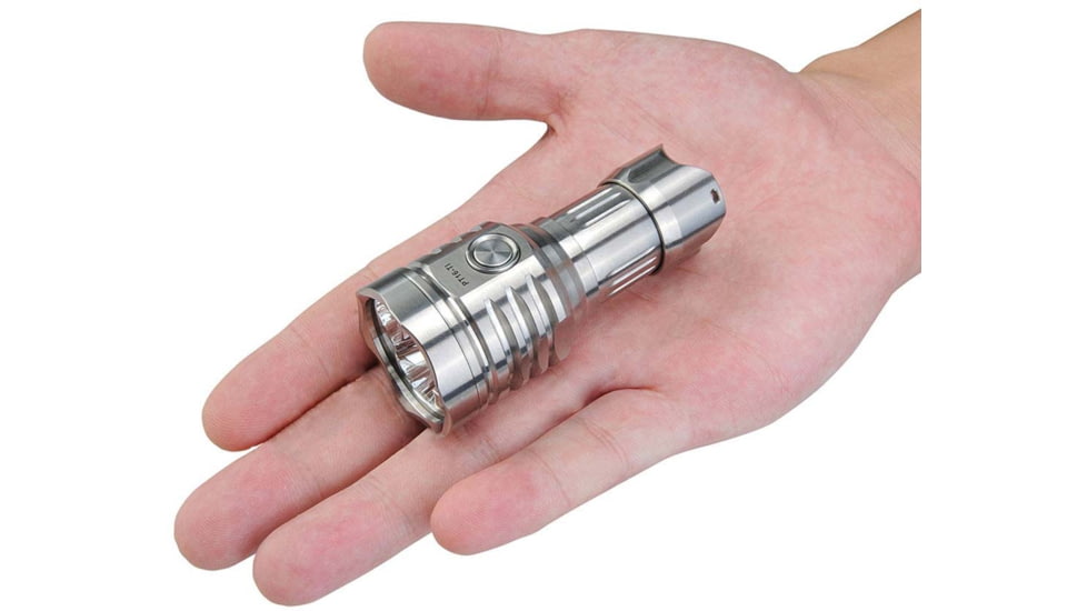 MecArmy PT16 1 x 16340 3 x CREE XP-G2 LED Ultra Bright Rechargeable Flashlight, 1200 Lumens, Silver, PT16-TI