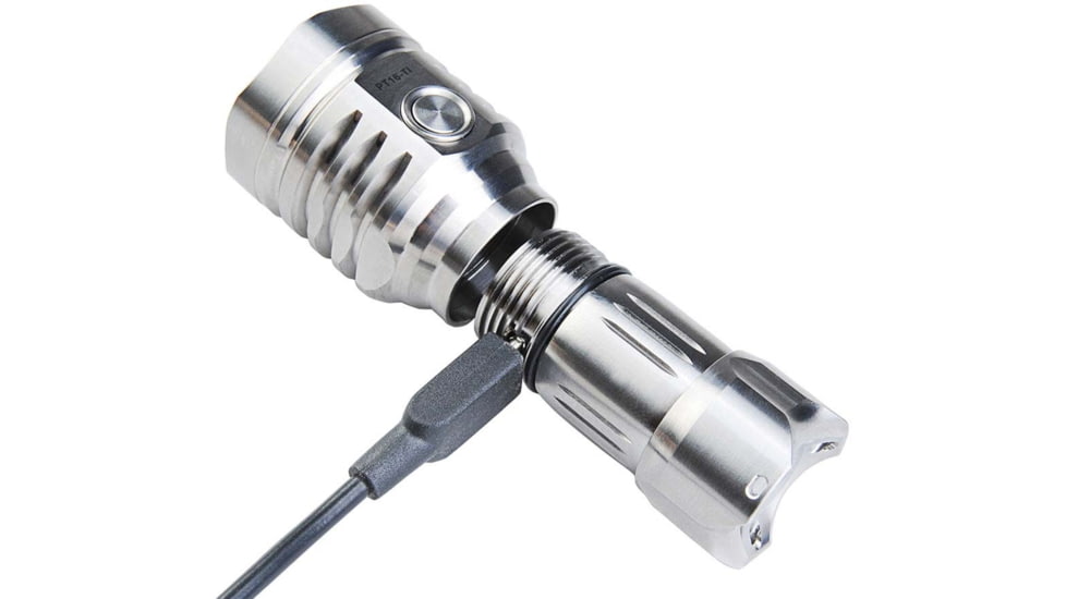 MecArmy PT16 1 x 16340 3 x CREE XP-G2 LED Ultra Bright Rechargeable Flashlight, 1200 Lumens, Silver, PT16-TI