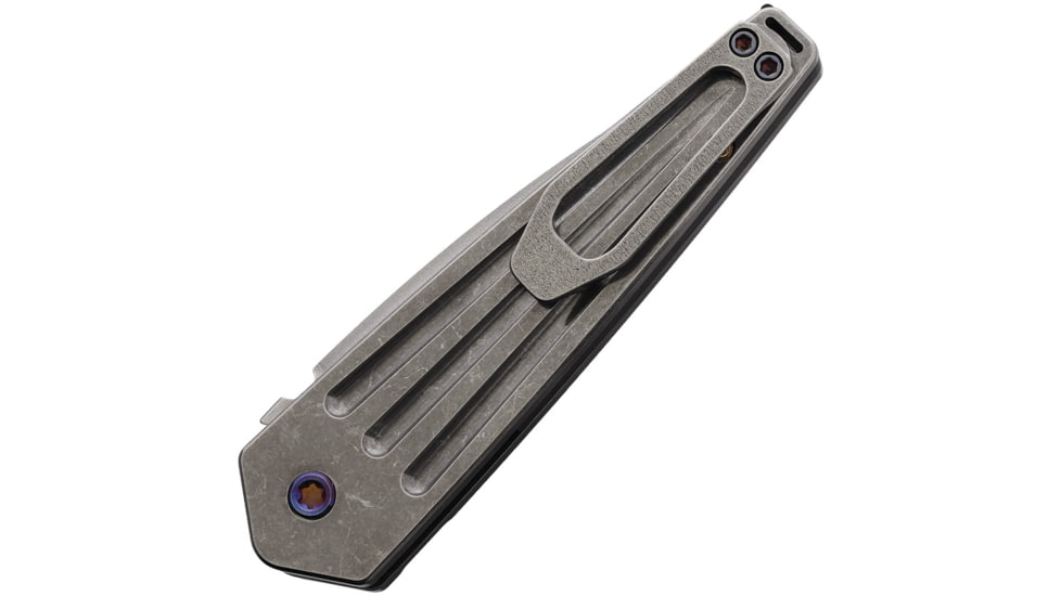 Medford Auto Nosferatu Button Lock Automatic Folding Knife, 3.5in, S45VN Stainless, Tumbled Finish, Tumbled Finish Titanium Handle, MDNATQ01TMTF