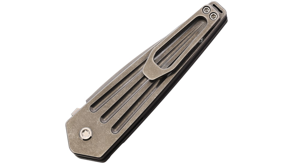 Medford Auto Nosferatu Button Lock Automatic Folding Knife, 3.5in, S45VN Stainless, Satin Finish, Tumbled Finish Titanium Handle, MDNATQ01TMTS