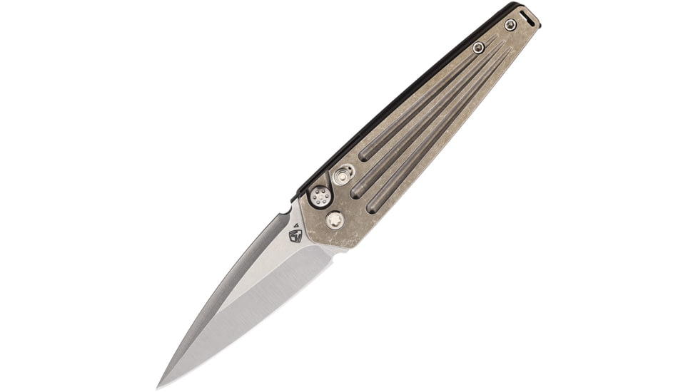 Medford Auto Nosferatu Button Lock Automatic Folding Knife, 3.5in, S45VN Stainless, Satin Finish, Tumbled Finish Titanium Handle, MDNATQ01TMTS