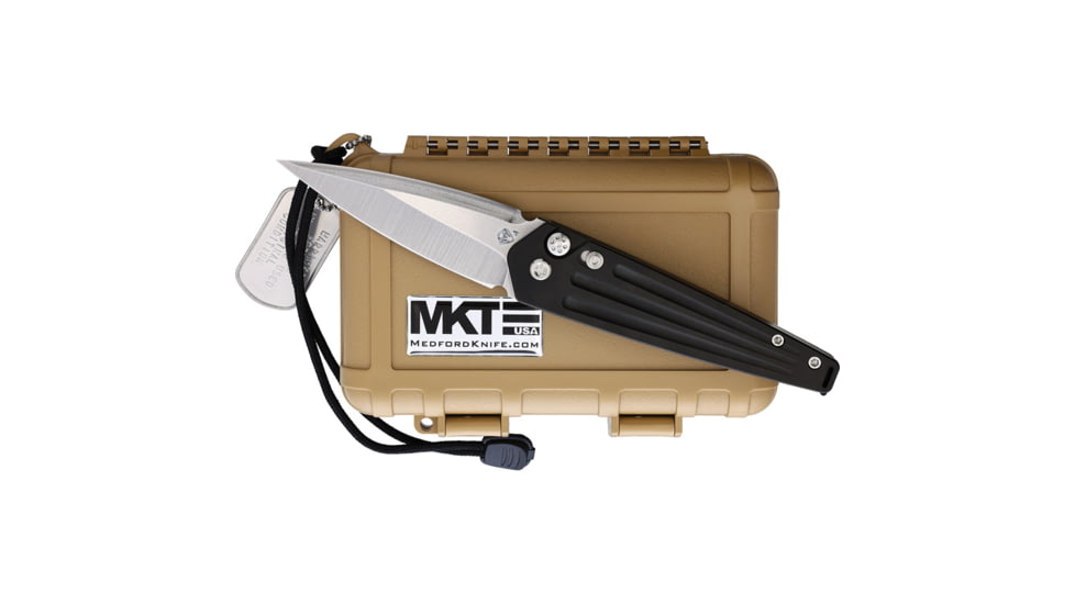 Medford Nosferatu Automatic Folding Knife, 3.5in, S45VN Stainless, Tumbled Finish, Black PVD Titanium Handle, Water Tight Case, MKNATQ-30PV-TSCS