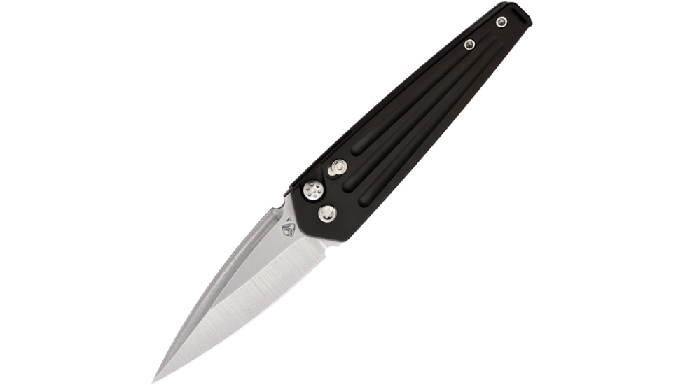Medford Auto Nosferatu Button Lock Automatic Folding Knife, 3.5in, S45VN Stainless, Tumbled Finish, Black PVD Titanium Handle, Lanyard Hole, MDNATQ30PVTS