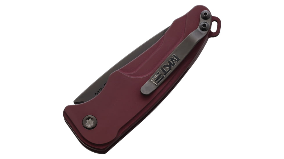 Medford Auto Smooth Criminal Button Automatic Folding Knife, 3in, S35VN Stainless, Black PVD, Drop Point Blade, Red Anodized Aluminum Handle, MDA39SPQ41AI