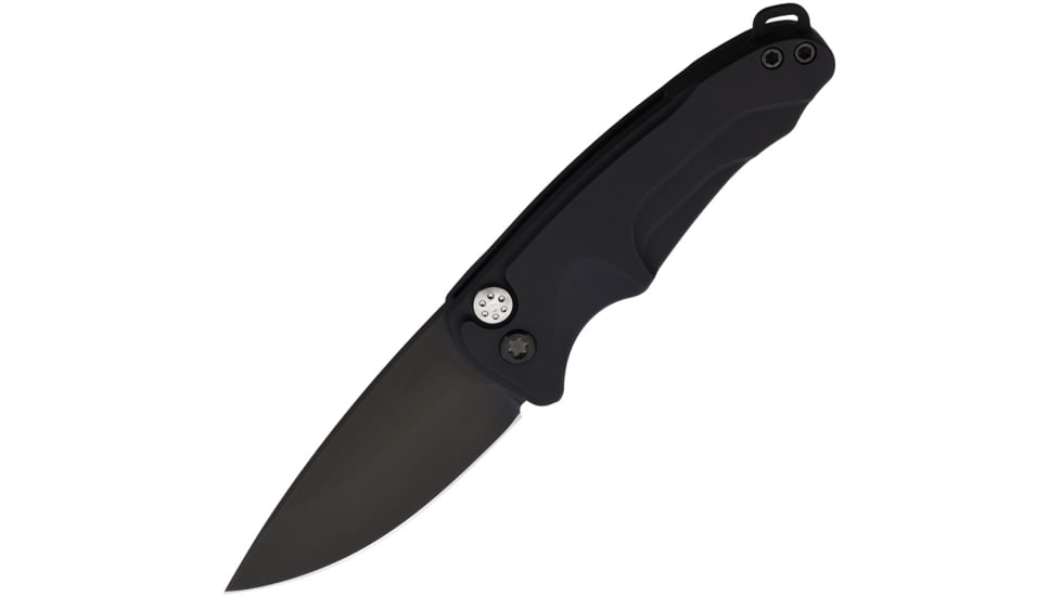 Medford Auto Smooth Criminal Button Automatic Folding Knife, 3in, S35VN Stainless, Black PVD, Drop Point Blade, Black Anodized Aluminum Handle, MDA39SPQ42AB