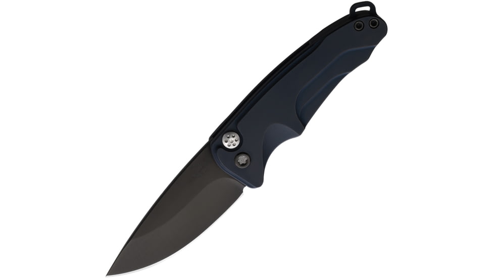 Medford Auto Smooth Criminal Button Automatic Folding Knife, 3in, S35VN Stainless, Black PVD, Drop Point Blade, Blue Anodized Aluminum Handle, MDA39SPQ44AU