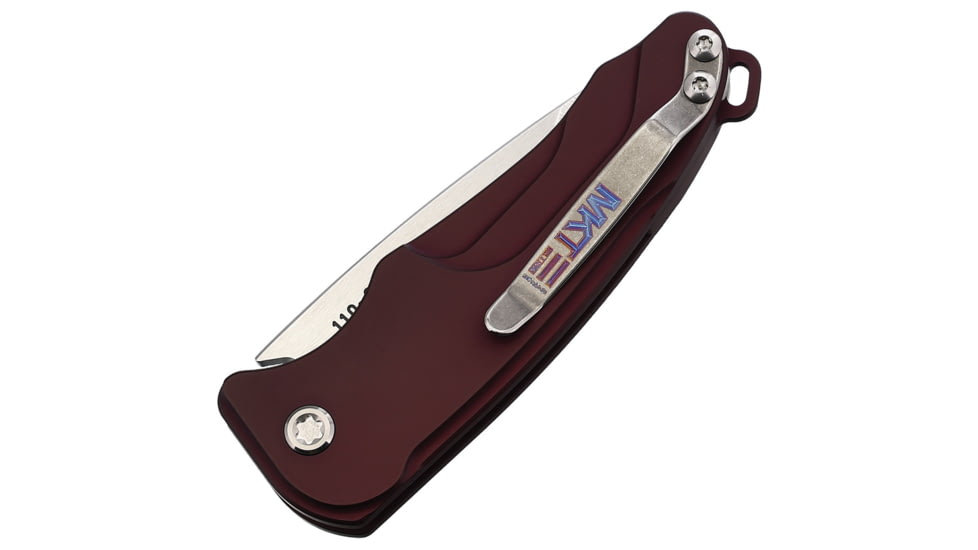 Medford Auto Smooth Criminal Button Automatic Folding Knife, 3in, S35VN Stainless, Tumbled Finish, Drop Point Blade, Burgundy Anodized Aluminum Handle, MDA39STQ41AR