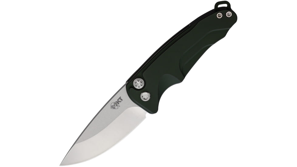 Medford Auto Smooth Criminal Button Automatic Folding Knife, 3in, S35VN Stainless, Tumbled Finish, Drop Point Blade, Green Anodized Aluminum Handle, MDA39STQ40AG