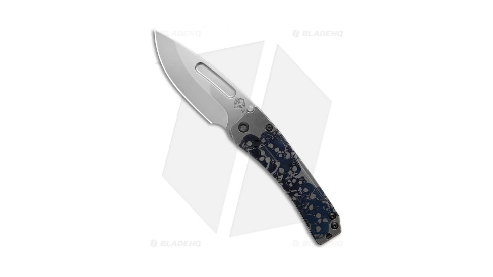 Medford Custom Slim Midi Marauder Ghosted Stacked Skulls Folding Knife, 3.625in, CPM S45VN, Drop Point Blade, Titanium Gray/Black Handle, Steel/Gray/Black, 7.875in, BHQ-192137
