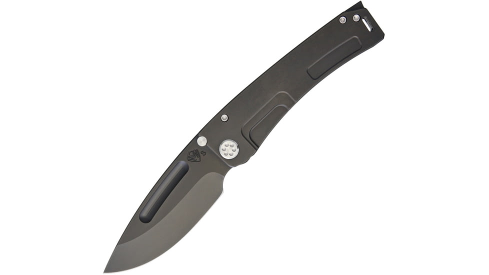 Medford Mara-H Framelock Folding Knife, 4in Black Pvd Coated 3V Steel Drop Point, Black Pvd Coated Titanium Handle, Thumb Stud, Pocket Clip, Water Tight Storage Case, MD0453PD-30PV