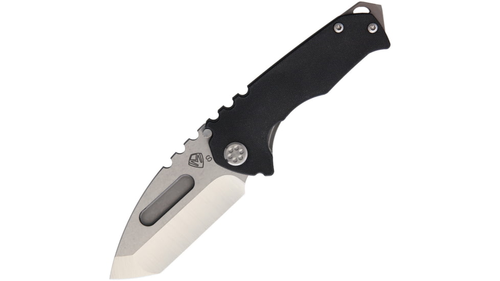 Medford Praetorian Genesis Framelock Folding Knife, 3.25in Tumbled Finish S35Vn SS Tanto Blade, Black G10 Handle With Tumbled Titanium Back Handle, Water Tight Storage Case, MK028STT-08TM