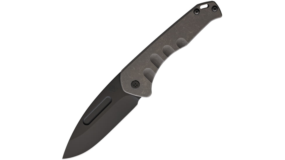 Medford Praetorian Slim DP Framelock Folding Knife, Gray, Gray tumbled finish titanium handle, MK208SPD-01TM