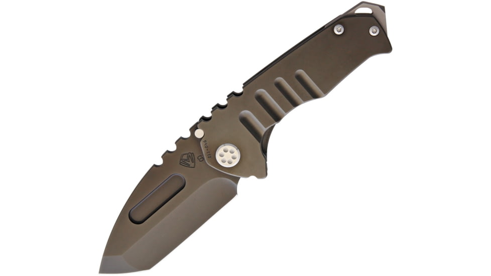 Medford Pram T Framelock Folding Knife, 3.25in Black Pvd Coated S35Vn SS Tanto Blade, Black Pvd Coated Titanium Handle, Thumb Stud, Pocket Clip, Water Tight Storage Case, MD029SPT-30PV-SSCS-BN