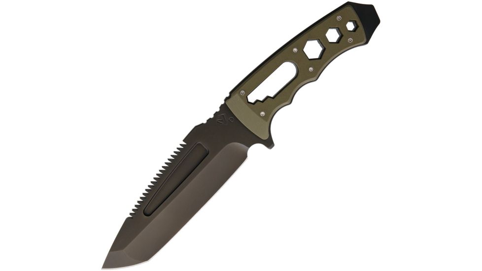 Medford Sawnto Fixed OD Fixed Blade Knife, 5in, D2 Tool Steel, Standard Edge, Drop Point Tanto, Green, G10 Handle MD67DP10KO