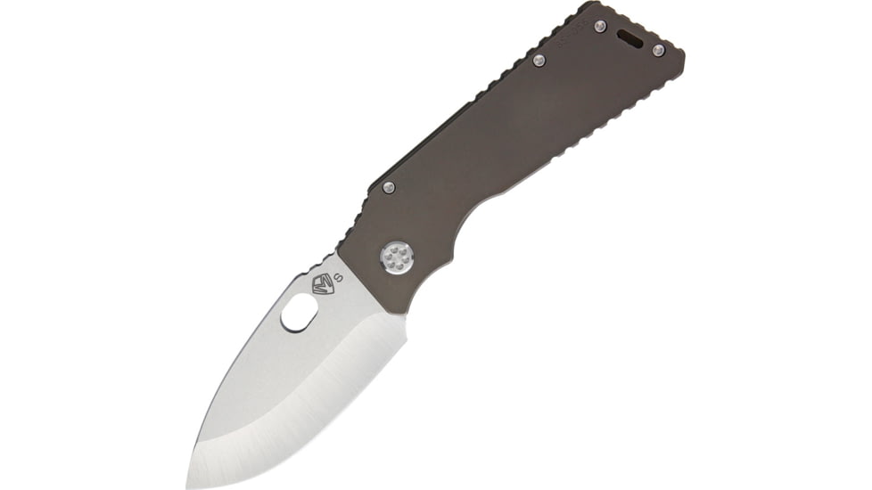 Medford TFF-H Framelock Folding Knife, 4in Tumbled Finish S35Vn SS Drop Point, Bronze Anodized Titanium Handle, Thumb Pull, Pocket Clip, MK046STQ-36A1-SSCS-Q4