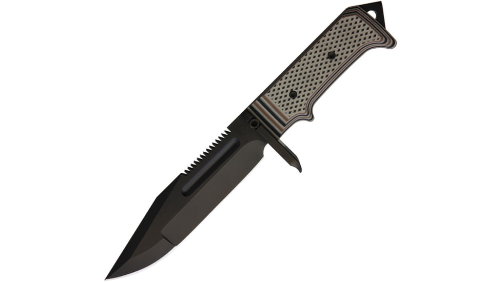 Medford USMC Raider Knife, 6.5 black PVD coated sawback S35VN stainless clip, Camo textured G10 handle, MK075SPQ-09KC