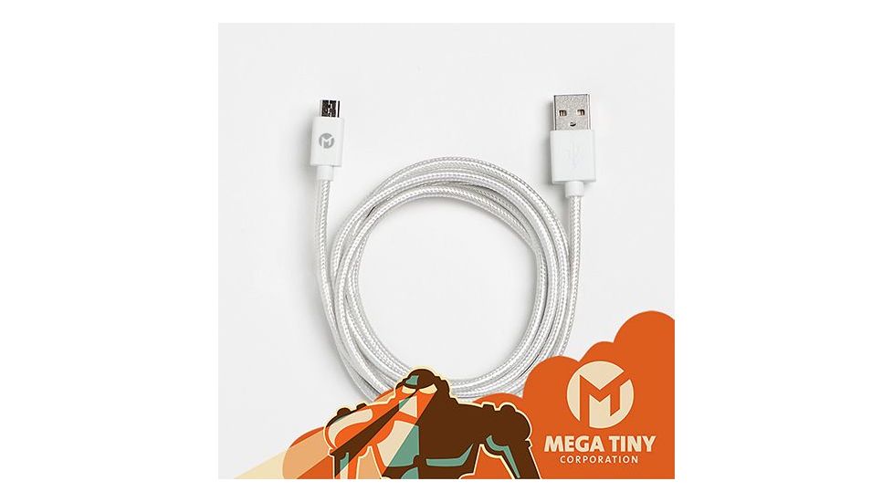 Mega Tiny USB Micro-B Cable, 6ft, White, White, MEG-54269