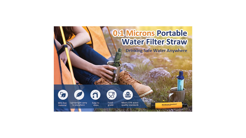Membrane Solutions Water Filter Straw Camo