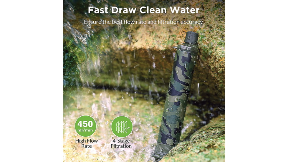 Membrane Solutions Water Filter Straw Camo