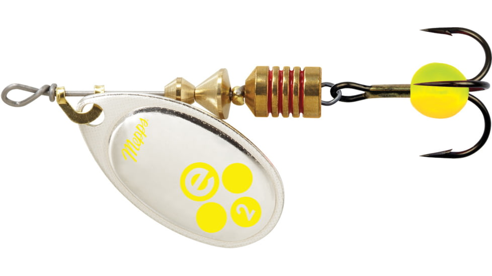 Mepps Aglia-e In-Line Spinner, 2 1/4in, 1/6 oz, Treble Hook w/Egg, Silver-Hot Chartreuse, BE2 SHC