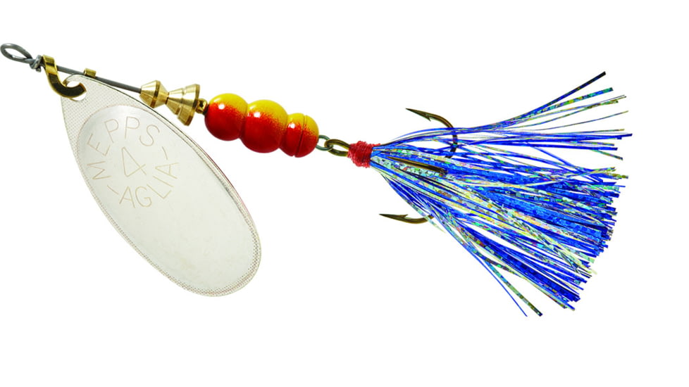 Mepps Aglia Flashabou In-Line Spinner 1/3 oz Silver-Blue/Silver, B4FT S-BLS