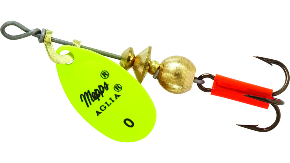 Mepps Aglia In-Line Spinner 1/12 oz, Plain Treble Hook, Hot Chartreuse Blade, B0 HC