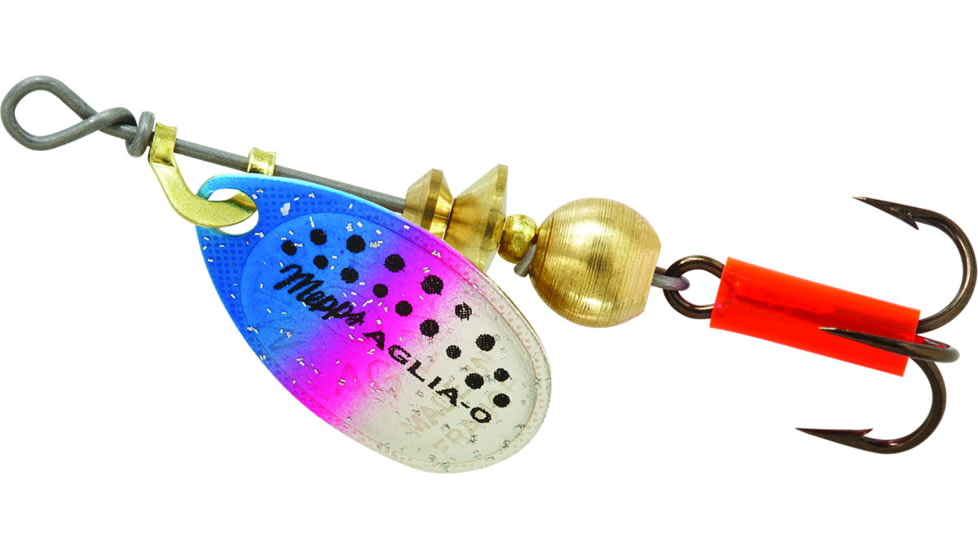 Mepps Aglia In-Line Spinner 1/12 oz, Plain Treble Hook, Rainbow Trout Blade, B0 RBT