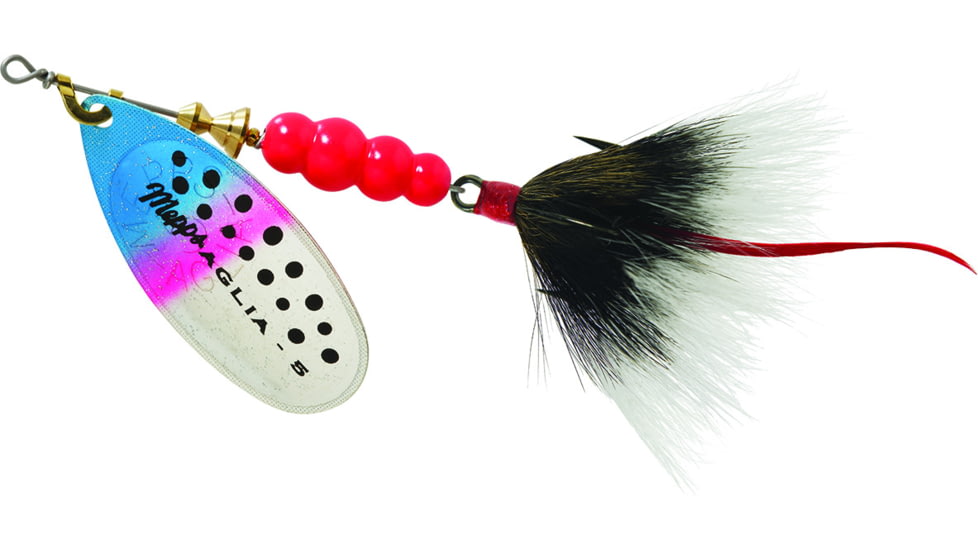 Mepps Aglia In-Line Spinner, 1/2 oz, Dressed Treble Hook, Rainbow Trout Blade &amp; Gray Tail, B5ST RBT-G