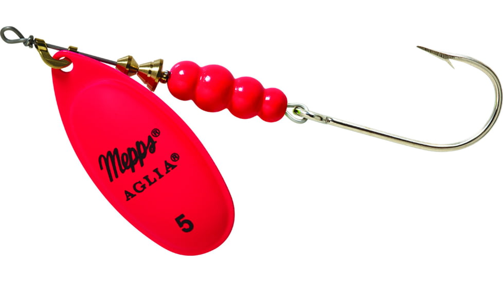 Mepps Aglia In-Line Spinner 1/2 oz, Plain Treble Hook, Pink Blade, B5P HP