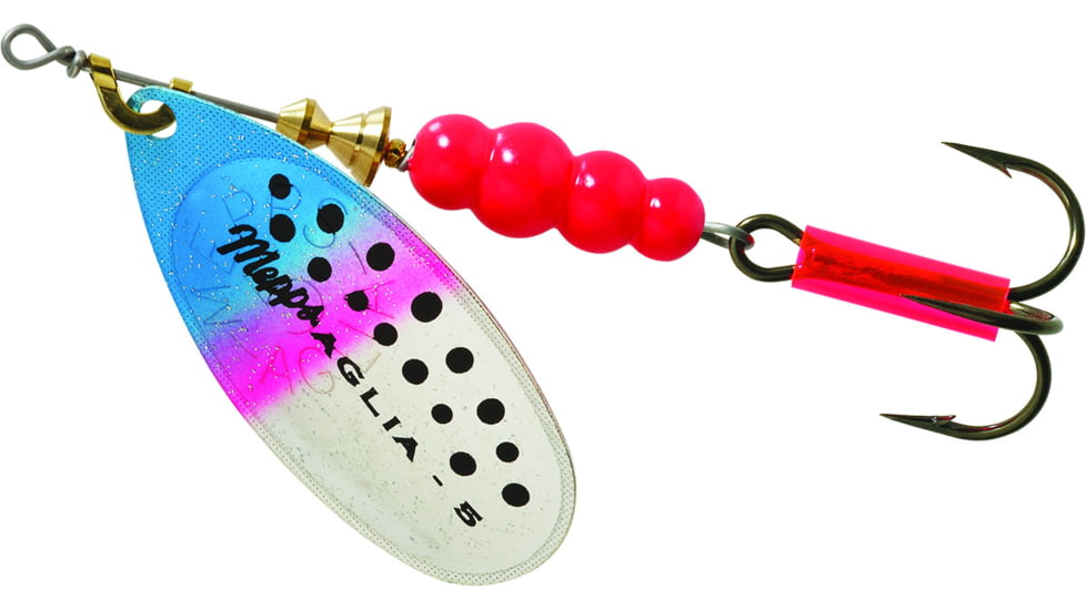 Mepps Aglia In-Line Spinner 1/2 oz, Plain Treble Hook, Rainbow Trout Blade, B5 RBT