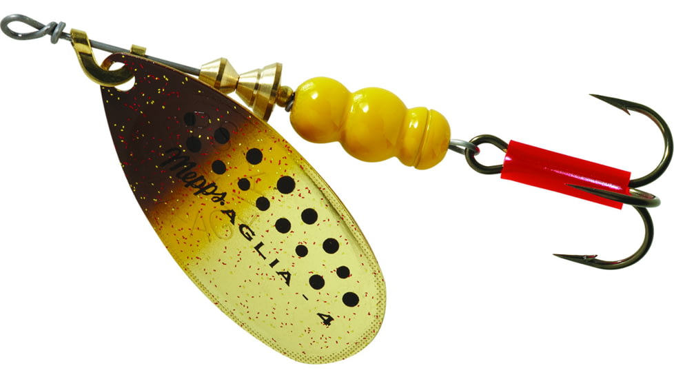 Mepps Aglia In-Line Spinner 1/3 oz, Plain Treble Hook, Brown Trout Blade, B4 BRT