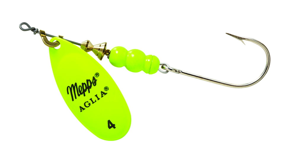 Mepps Aglia In-Line Spinner 1/3 oz, Plain Treble Hook, Hot Chartreuse Blade, B4P HC