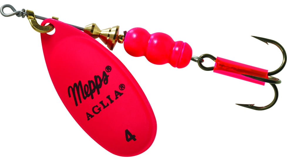 Mepps Aglia In-Line Spinner 1/3 oz, Plain Treble Hook, Pink Blade, B4 HP