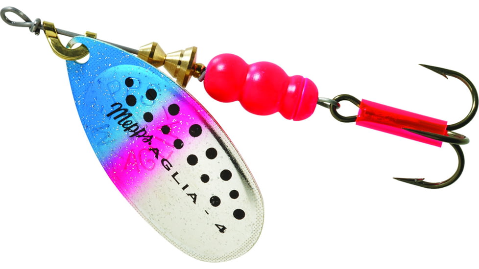 Mepps Aglia In-Line Spinner 1/3 oz, Plain Treble Hook, Rainbow Trout Blade, B4 RBT