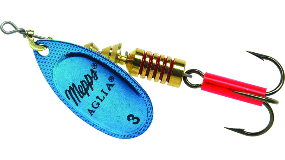 Mepps Aglia In-Line Spinner 1/4 oz, Plain Treble Hook, Blue &amp; Platinum Blade, B3 BLP