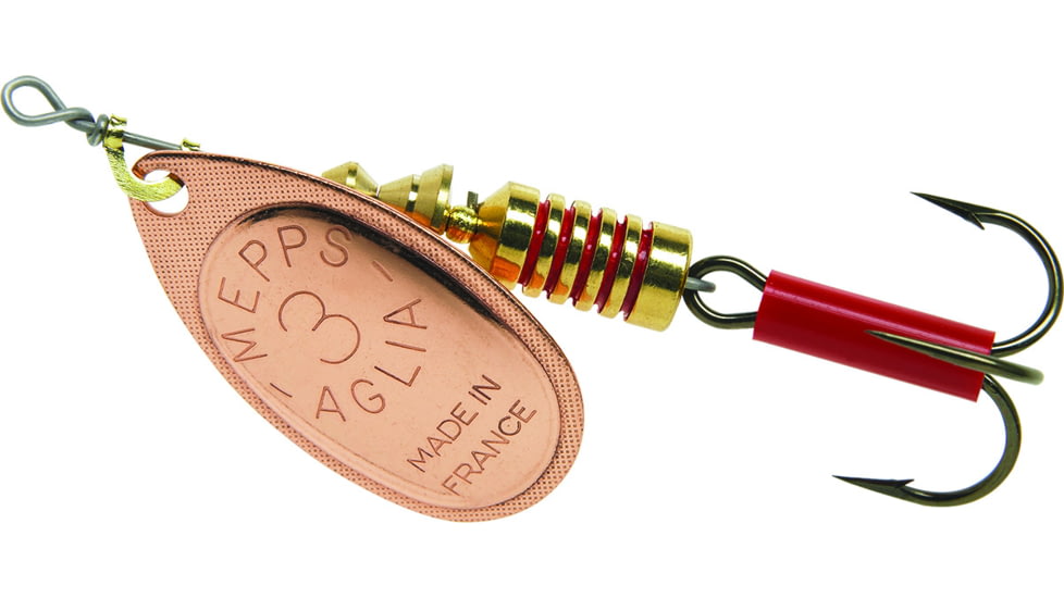 Mepps Aglia In-Line Spinner 1/4 oz, Plain Treble Hook, Copper Blade, B3 C