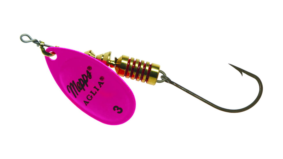 Mepps Aglia In-Line Spinner 1/4 oz, Plain Treble Hook, Hot Pink Blade, B3P HP