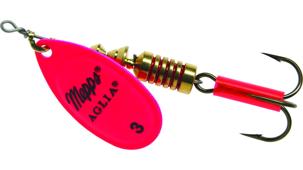 Mepps Aglia In-Line Spinner 1/4 oz, Plain Treble Hook, Pink Blade, B3 HP