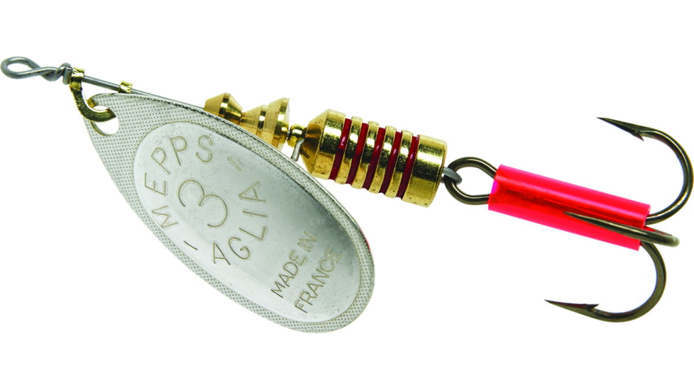 Mepps Aglia In-Line Spinner 1/4 oz, Plain Treble Hook, Silver Blade, B3 S